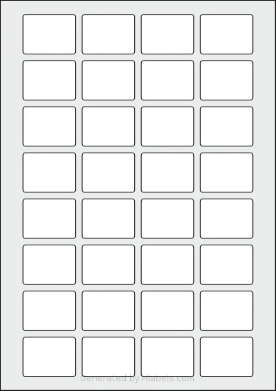 Avery® Zweckform 40x30 template with 32 rectangular 40 x 30 millimeter labels per sheet, on A4-size adhesive blank label sheets.