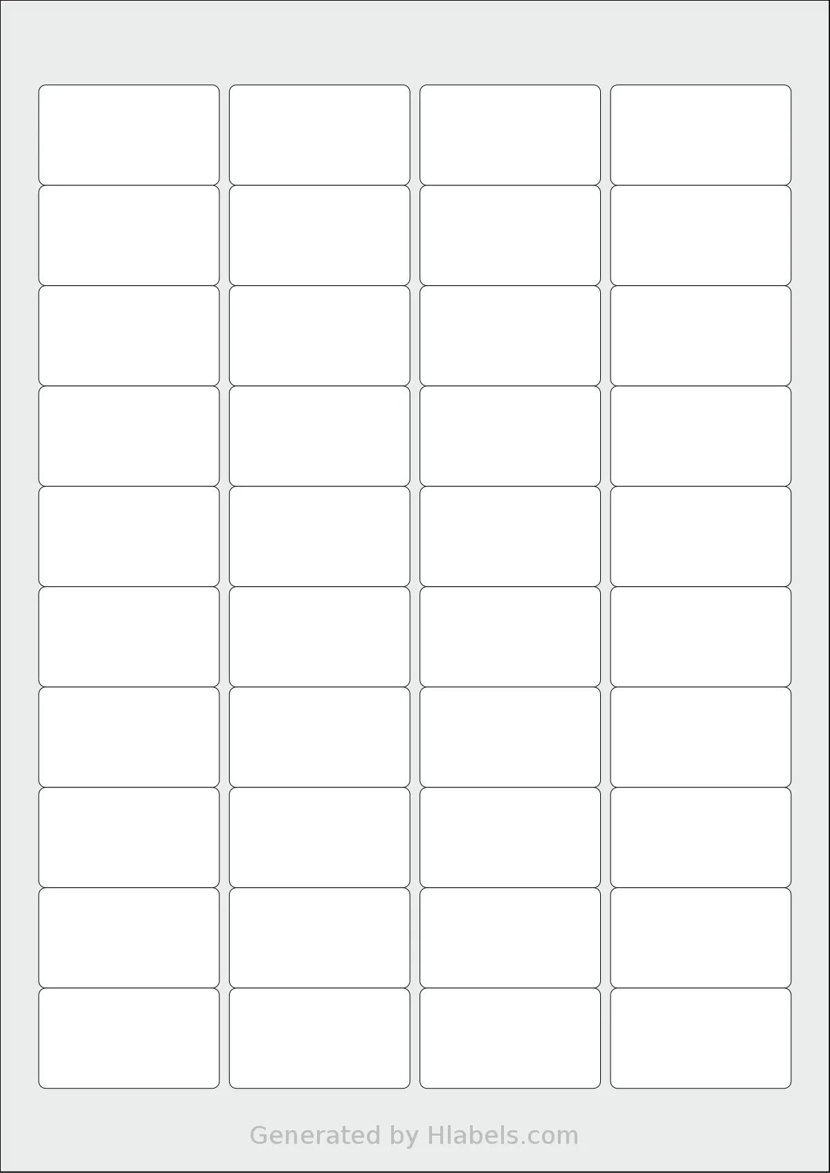 Avery® Zweckform 46x25 template with 40 rectangular 45.7 x 25.4 millimeter labels per sheet, on A4-size adhesive blank label sheets.