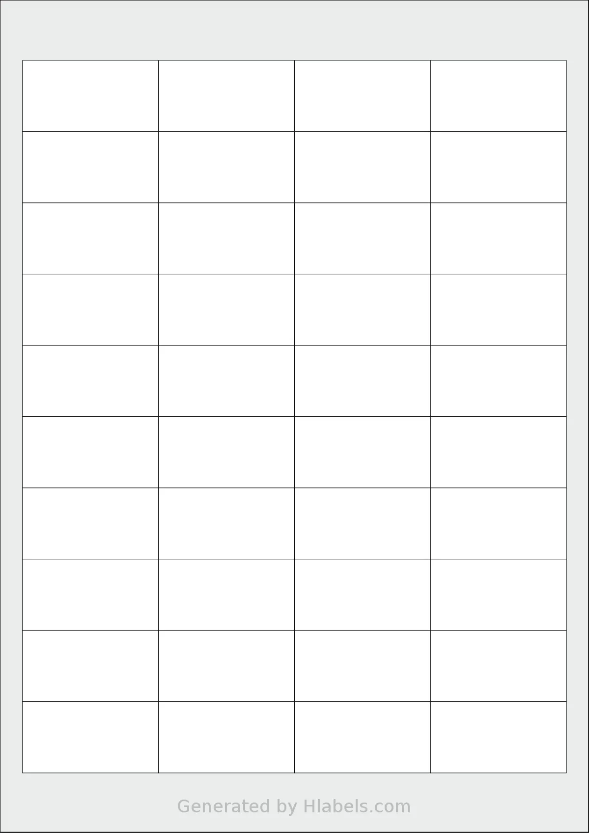 Avery® Zweckform 49x25 template with 40 rectangular 48.5 x 25.4 millimeter labels per sheet, on A4-size adhesive blank label sheets.