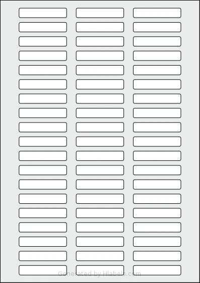 Avery® Zweckform 50x10 template with 57 rectangular 50 x 10 millimeter labels per sheet, on A4-size adhesive blank label sheets.