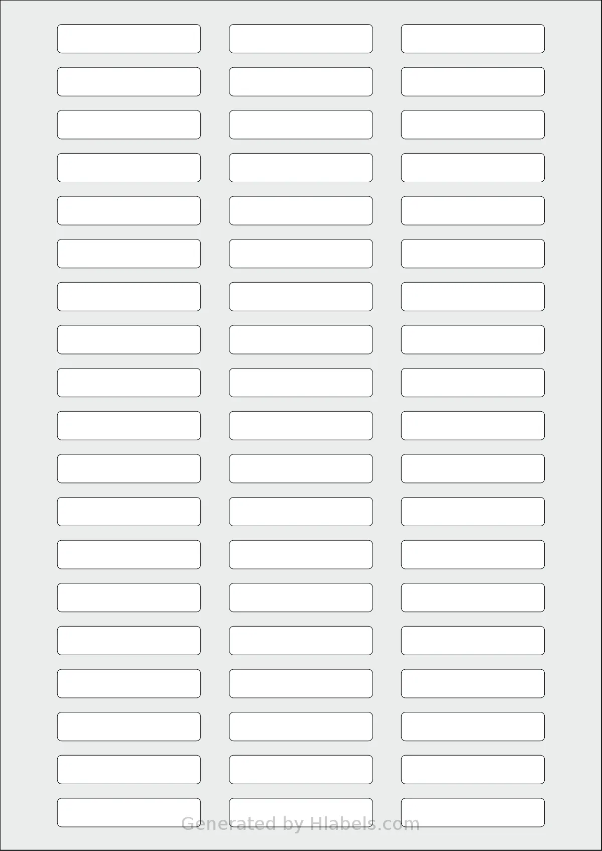 Avery® Zweckform 50x10 template with 57 rectangular 50 x 10 millimeter labels per sheet, on A4-size adhesive blank label sheets.