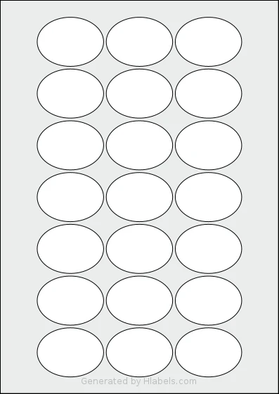 Avery® Zweckform 50x37-O template with 21 oval 50 x 37 millimeter labels per sheet, on A4-size adhesive blank label sheets.