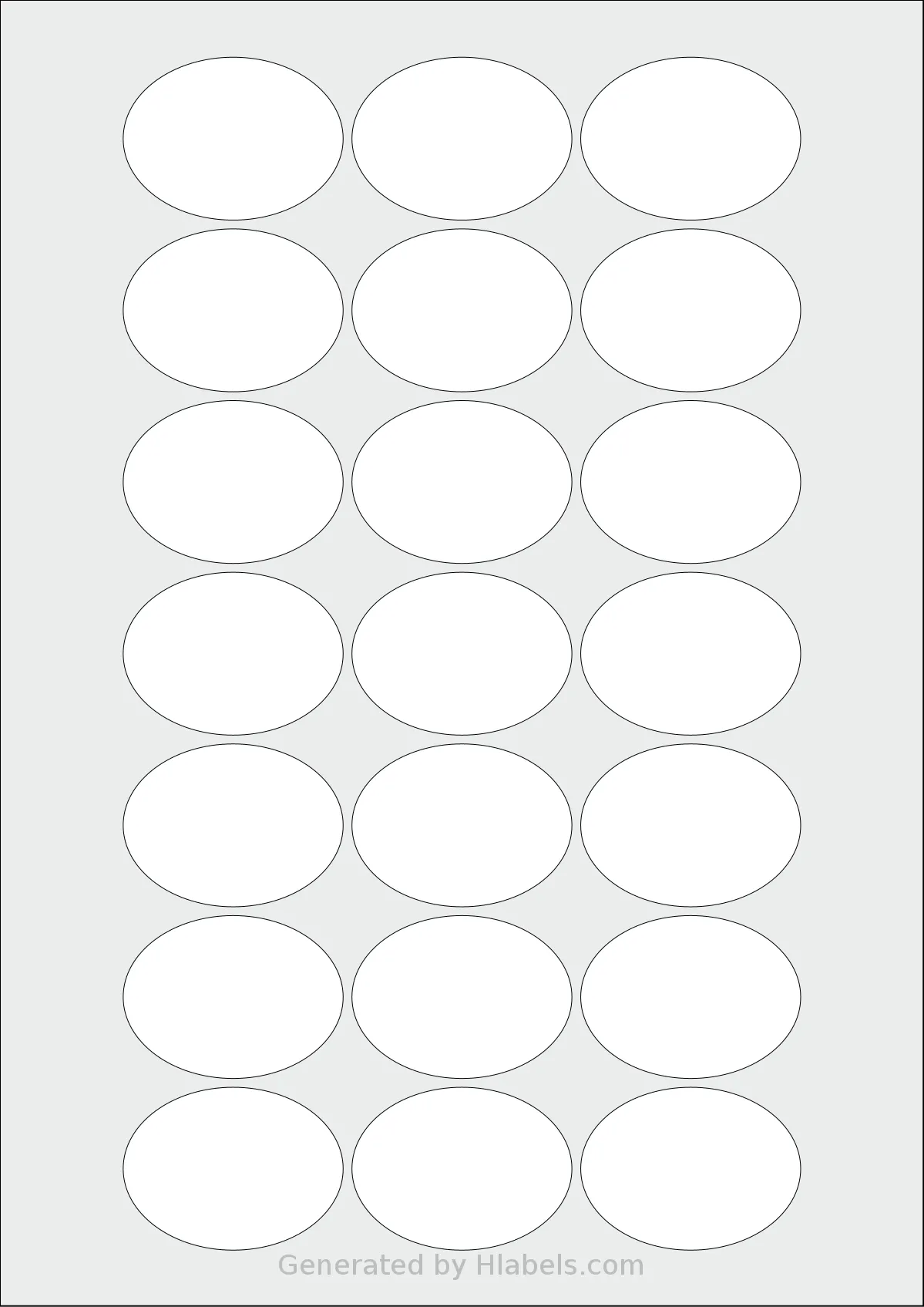 Avery® Zweckform 50x37-O template with 21 oval 50 x 37 millimeter labels per sheet, on A4-size adhesive blank label sheets.