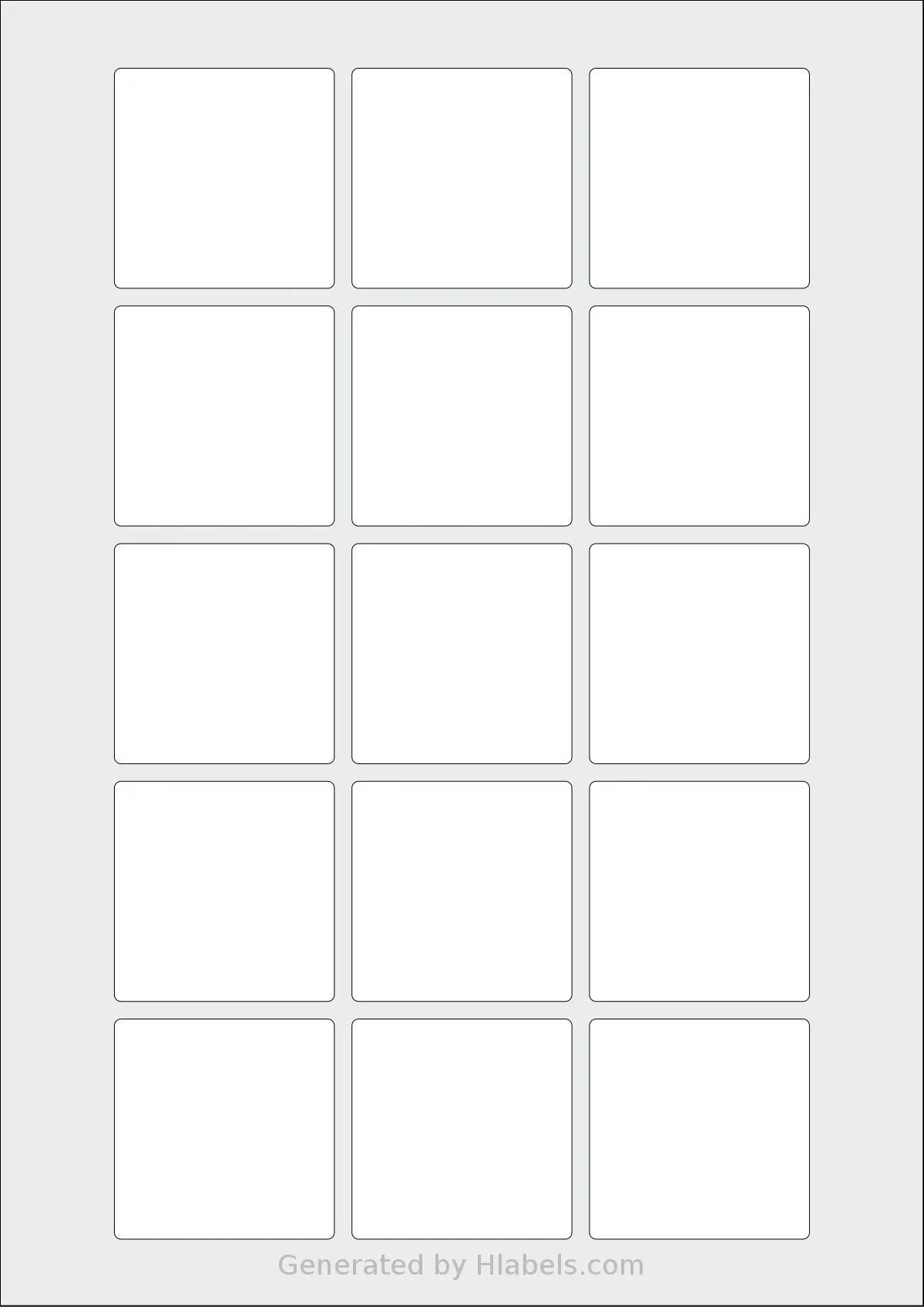 Avery® Zweckform 50x50-S template with 15 square 50 x 50 millimeter labels per sheet, on A4-size adhesive blank label sheets.