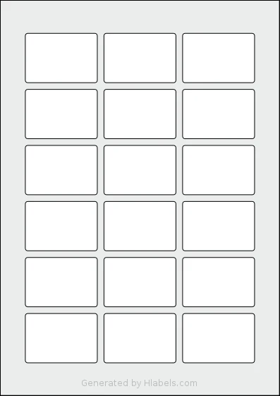 Avery® Zweckform 54x37 template with 18 rectangular 54 x 37 millimeter labels per sheet, on A4-size adhesive blank label sheets.