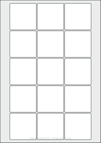 Avery® Zweckform 55x55-S template with 15 square 55 x 55 millimeter labels per sheet, on A4-size adhesive blank label sheets.
