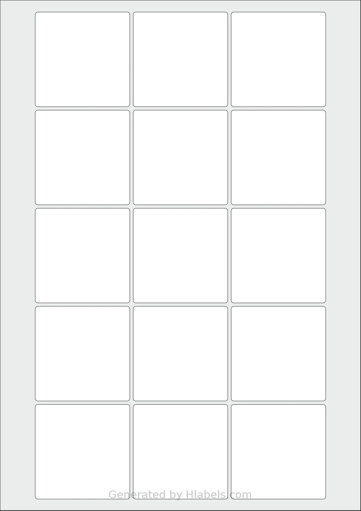 Avery® Zweckform 55x55-S template with 15 square 55 x 55 millimeter labels per sheet, on A4-size adhesive blank label sheets.