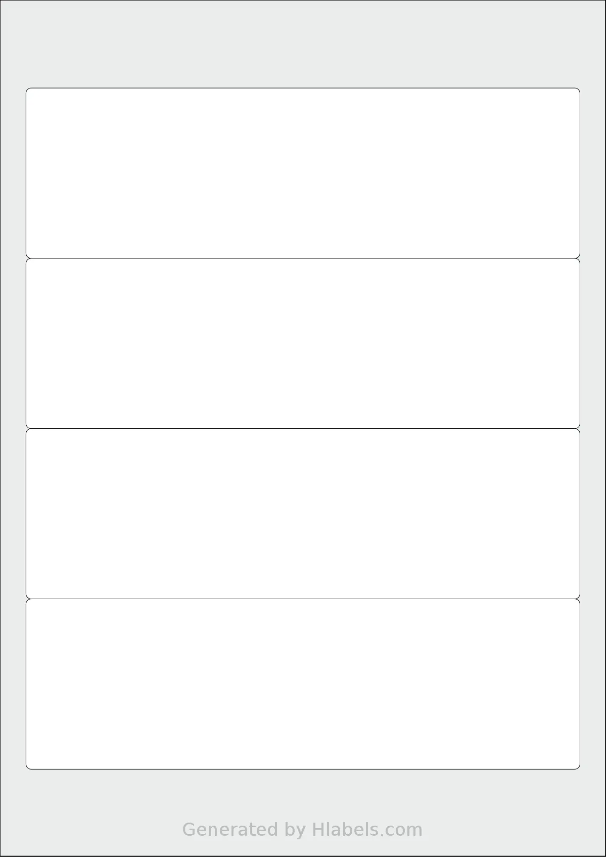 Avery® Zweckform 59x192 template with 4 rectangular 192 x 59 millimeter labels per sheet, on A4-size adhesive blank label sheets.