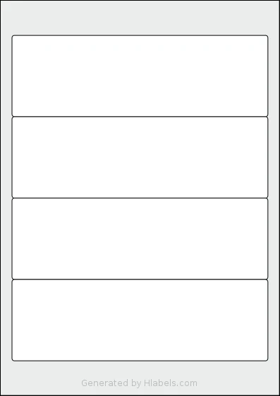 Avery® Zweckform 61x192 template with 4 rectangular 192 x 61 millimeter labels per sheet, on A4-size adhesive blank label sheets.