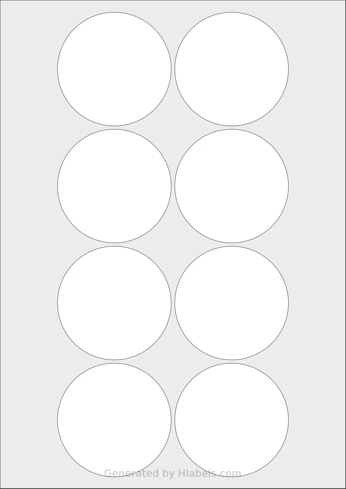 Avery® Zweckform 6228 template with 8 circle labels per sheet, each 69 millimeter in diameter, on A4-size adhesive blank label sheets.