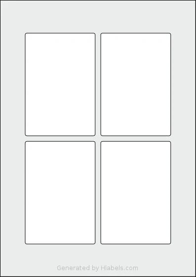 Avery® Zweckform 75x110 Template Avery® Zweckform 75x110 template with 4 rectangular 75 x 110 millimeter labels per sheet, on A4-size adhesive blank label sheets.