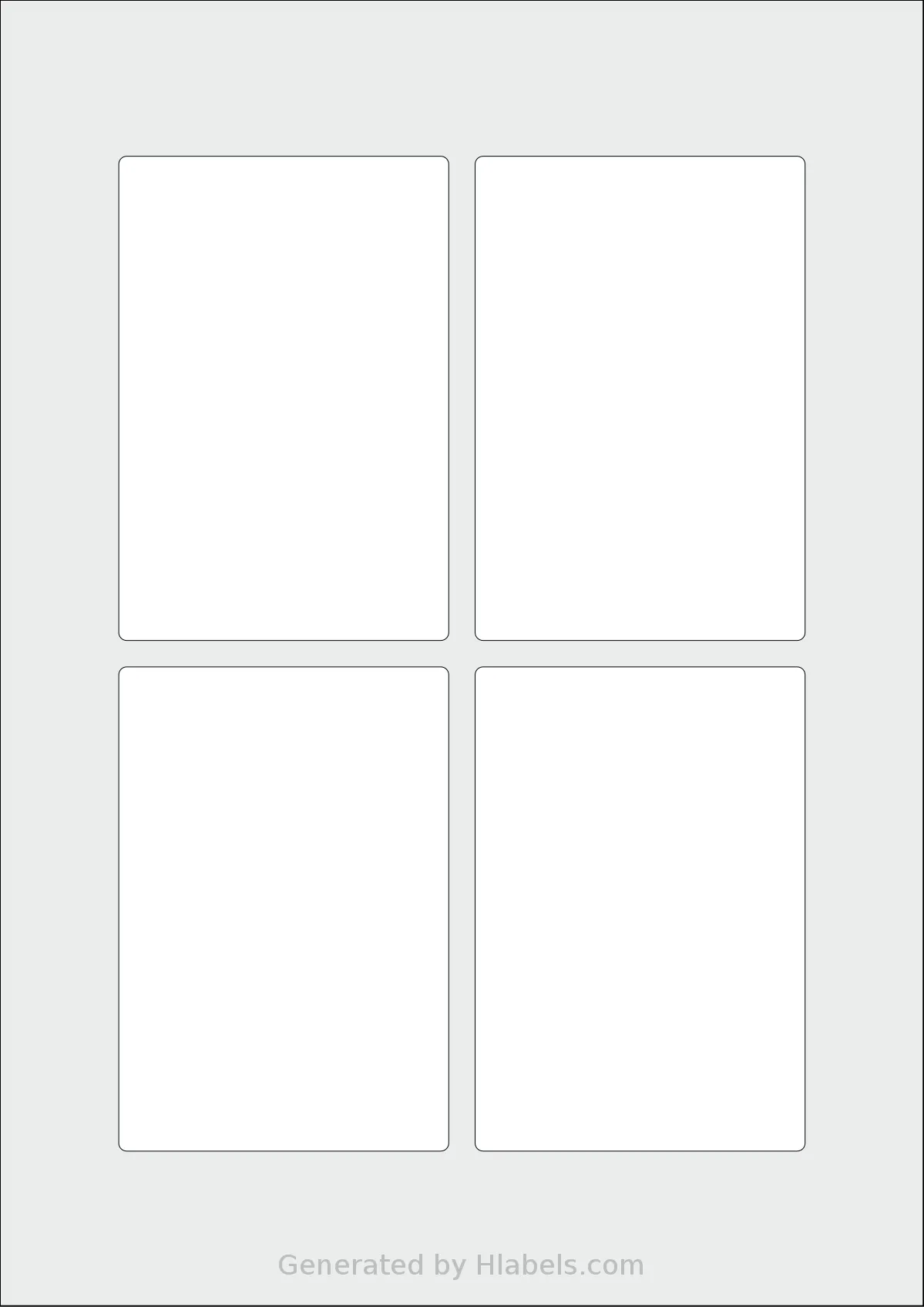 Avery® Zweckform 75x110 template with 4 rectangular 75 x 110 millimeter labels per sheet, on A4-size adhesive blank label sheets.