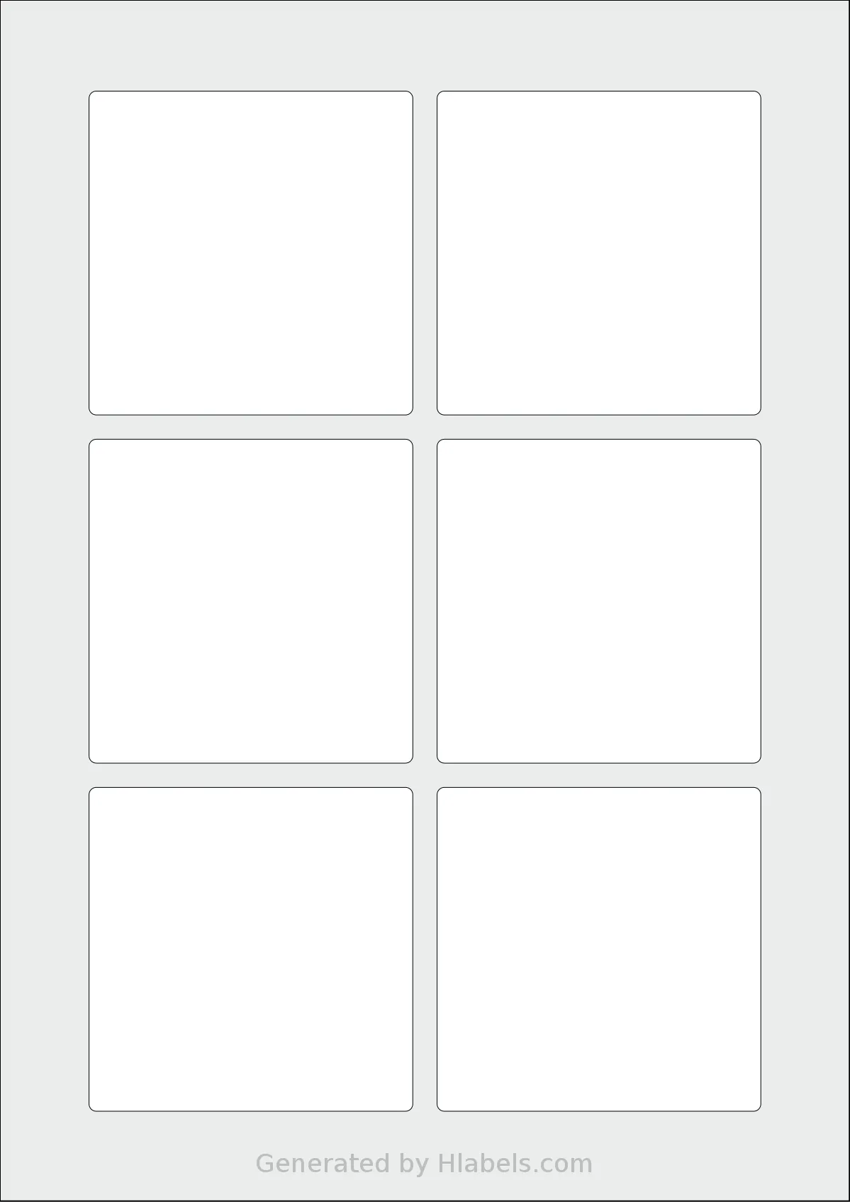 Avery® Zweckform 80x80-S template with 6 square 80 x 80 millimeter labels per sheet, on A4-size adhesive blank label sheets.