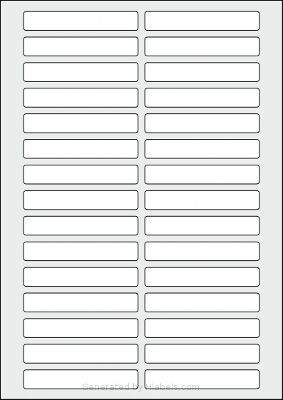 Avery® Zweckform 85x14 template with 30 rectangular 85 x 14 millimeter labels per sheet, on A4-size adhesive blank label sheets.