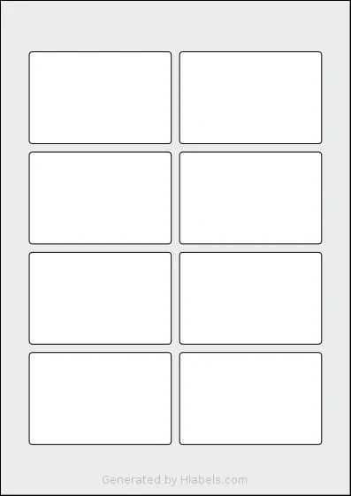 Avery® Zweckform 85x55 template with 8 rectangular 85 x 55 millimeter labels per sheet, on A4-size adhesive blank label sheets.