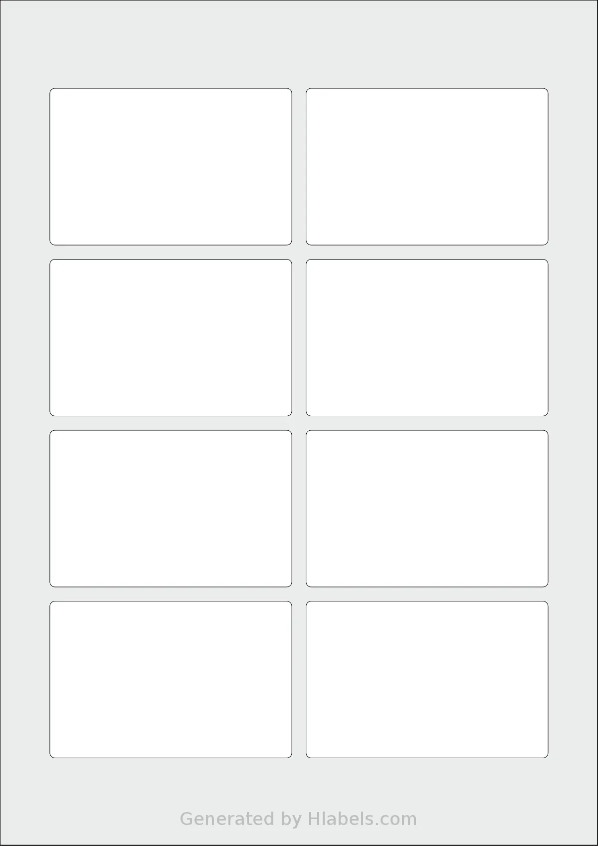 Avery® Zweckform 85x55 template with 8 rectangular 85 x 55 millimeter labels per sheet, on A4-size adhesive blank label sheets.