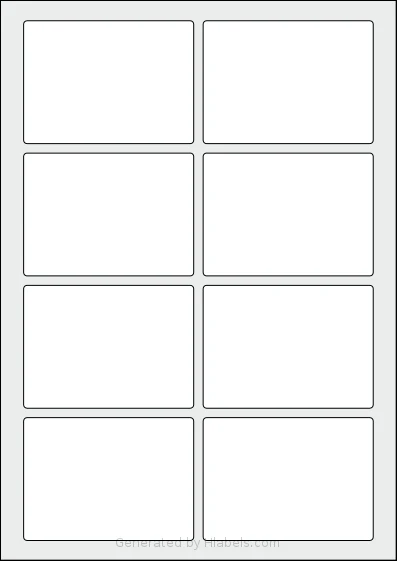 Avery® Zweckform 90x65 template with 8 rectangular 90 x 65 millimeter labels per sheet, on A4-size adhesive blank label sheets.