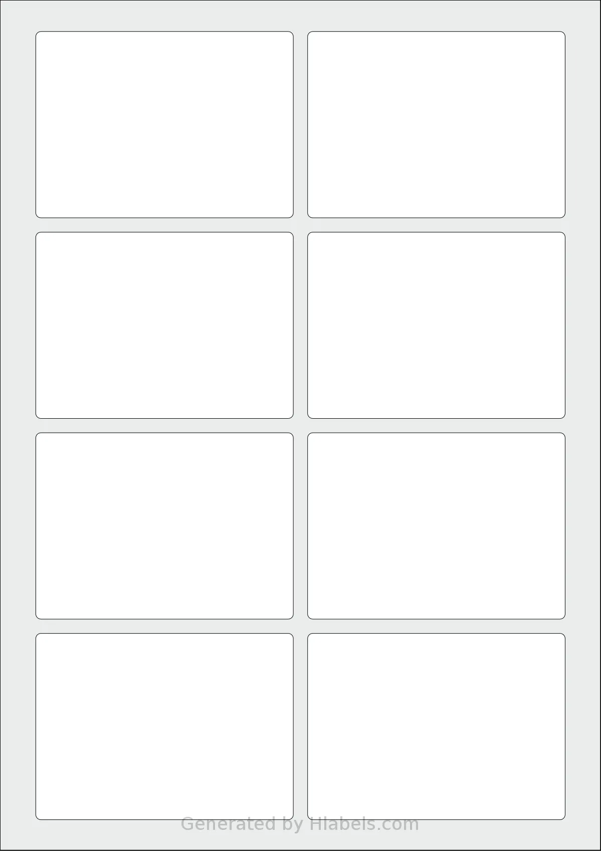 Avery® Zweckform 90x65 template with 8 rectangular 90 x 65 millimeter labels per sheet, on A4-size adhesive blank label sheets.