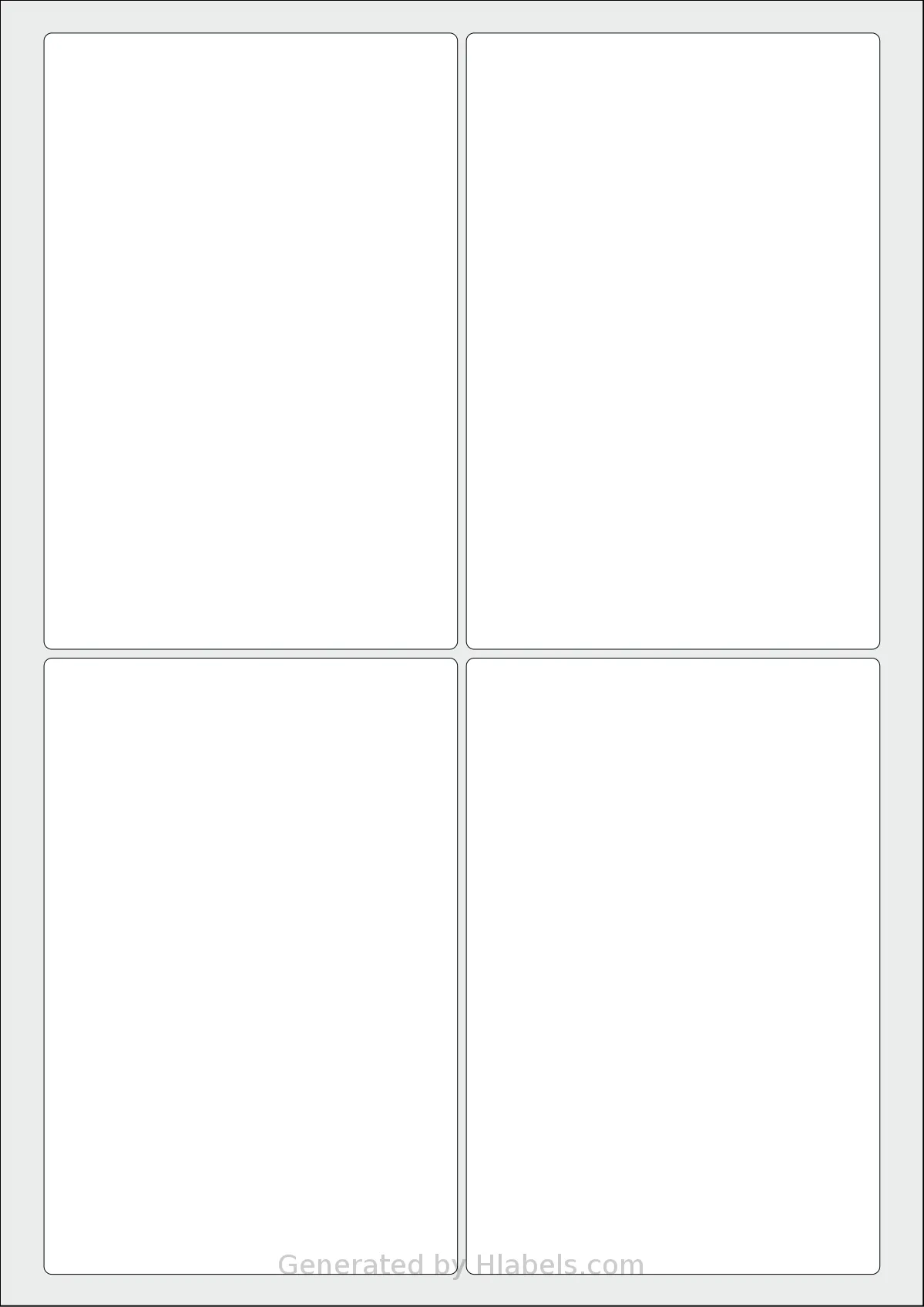 Avery® Zweckform 94x140 template with 4 rectangular 94 x 140 millimeter labels per sheet, on A4-size adhesive blank label sheets.