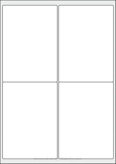 Avery® Zweckform 99x139 template with 4 rectangular 99.1 x 139 millimeter labels per sheet, on A4-size adhesive blank label sheets.