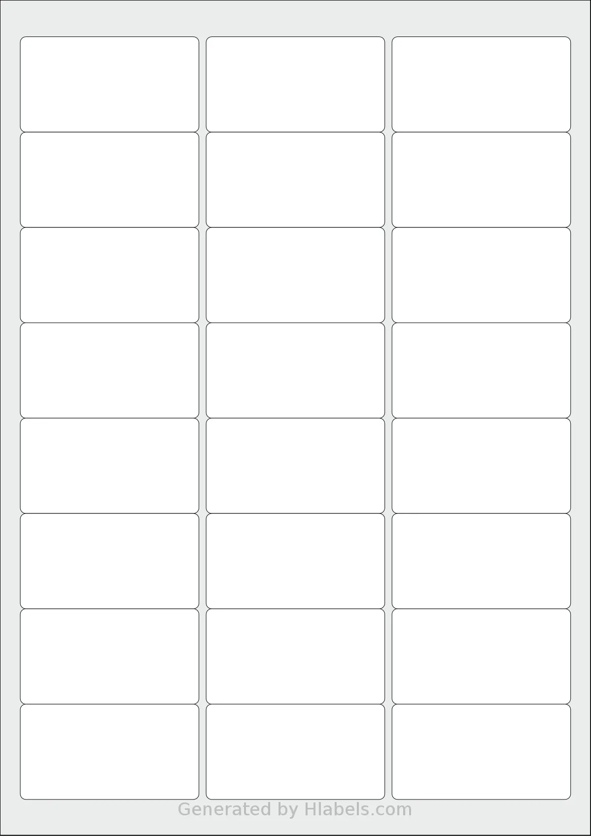 BioLabels® CL2463BIO template with 24 rectangular 63.5 x 33.86 millimeter labels per sheet, on A4-size adhesive blank label sheets.