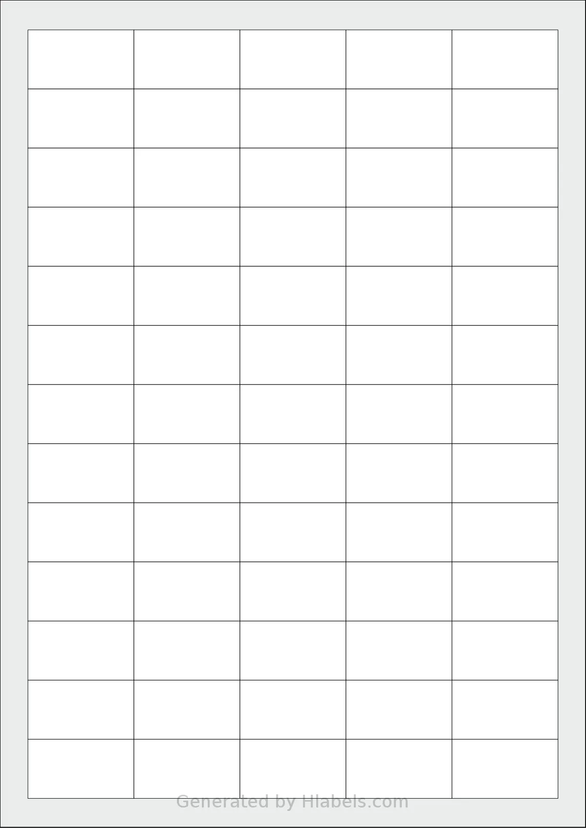Europe100® ELA001 template with 65 rectangular 38 x 21.2 millimeter labels per sheet, on A4-size adhesive blank label sheets.