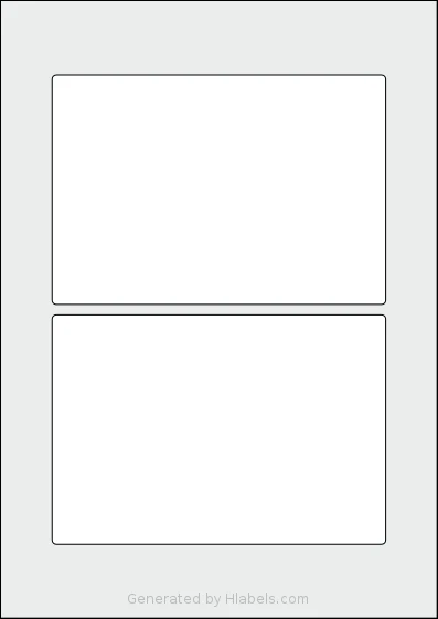 Flexilabels® FA2 template with 2 rectangular 160 x 110 millimeter labels per sheet, on A4-size adhesive blank label sheets.