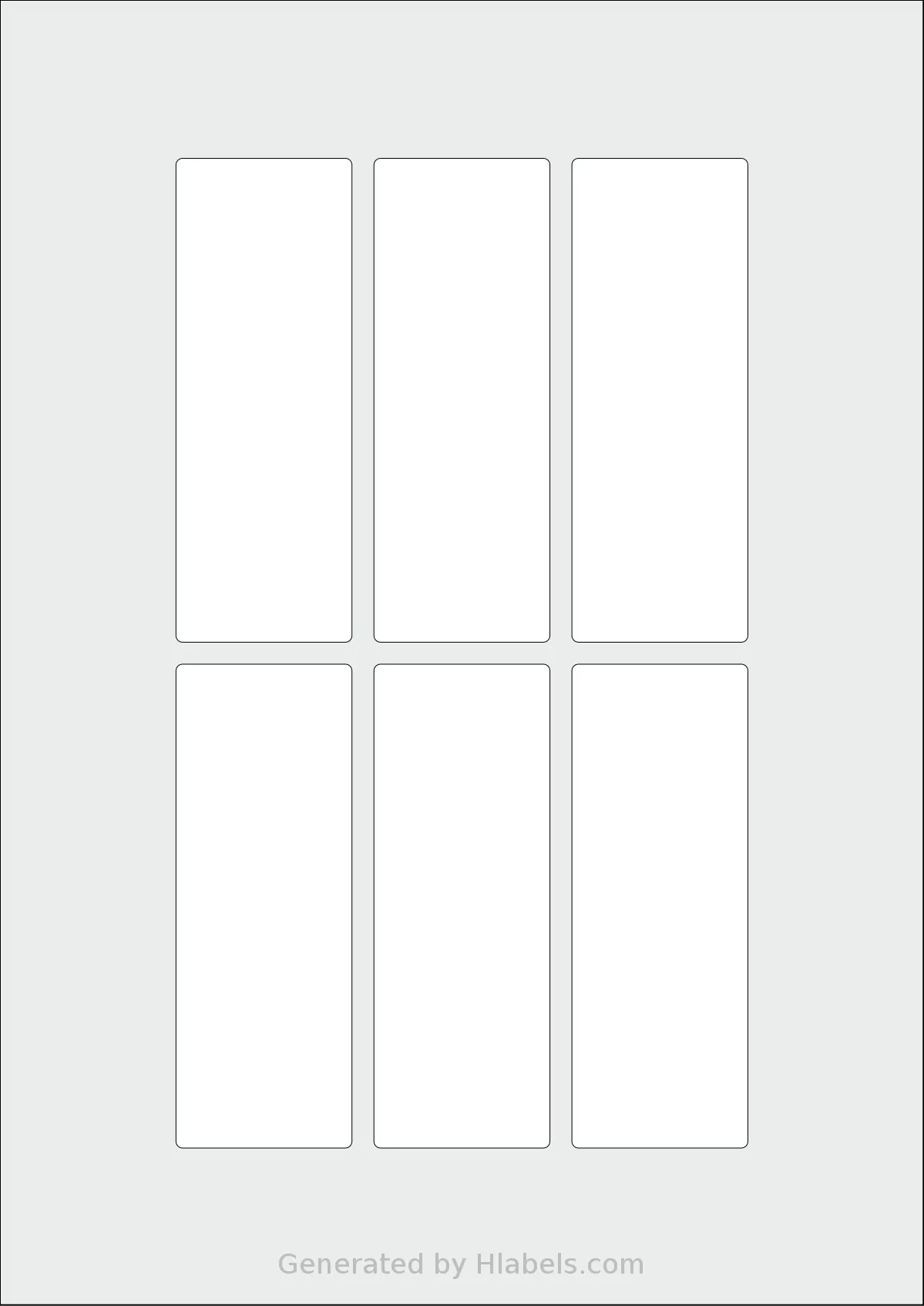 Flexilabels® FA6 template with 6 rectangular 40 x 110 millimeter labels per sheet, on A4-size adhesive blank label sheets.