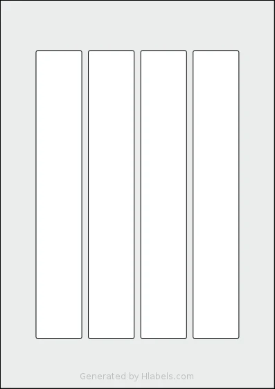 Flexilabels® FAZ4 template with 4 rectangular 35 x 220 millimeter labels per sheet, on A4-size adhesive blank label sheets.