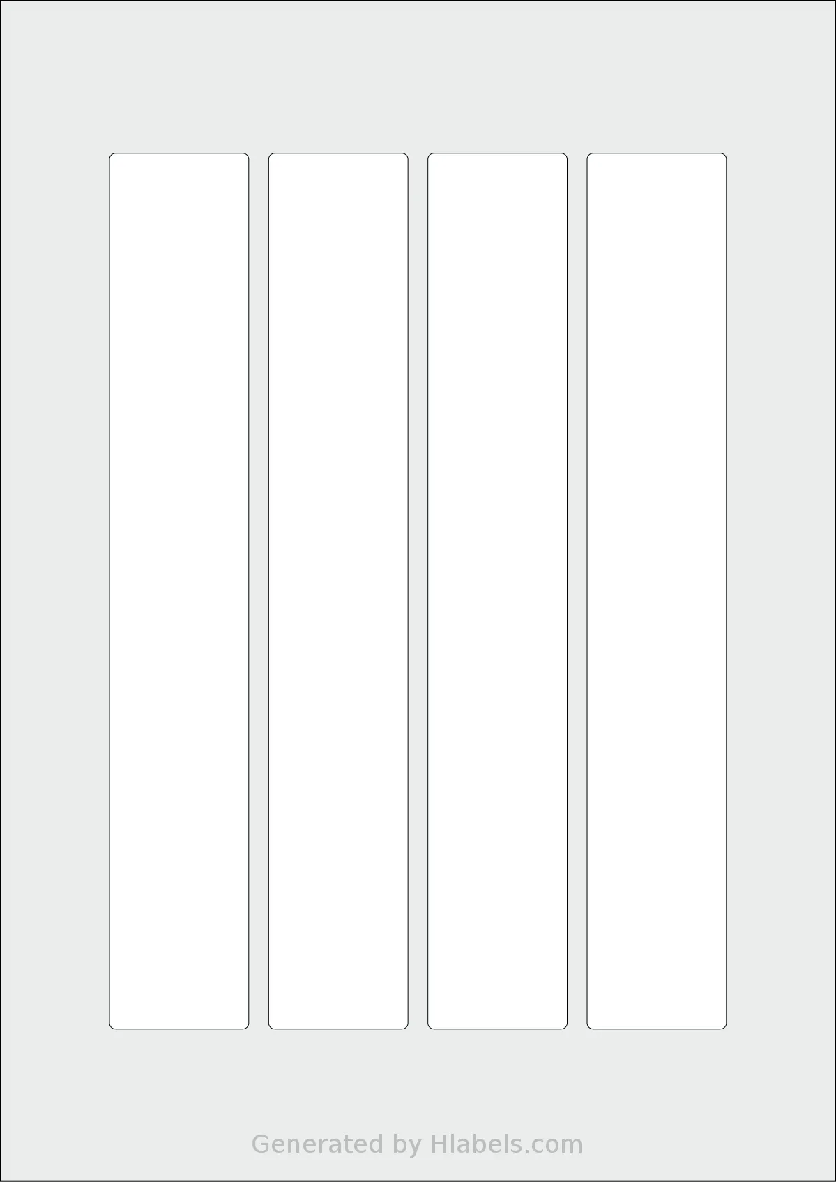 Flexilabels® FAZ4 template with 4 rectangular 35 x 220 millimeter labels per sheet, on A4-size adhesive blank label sheets.