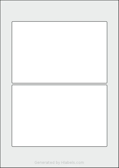 Flexilabels® FB2 template with 2 rectangular 168 x 109 millimeter labels per sheet, on A4-size adhesive blank label sheets.