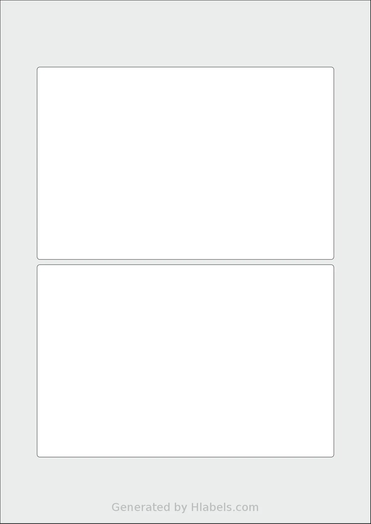 Flexilabels® FB2 template with 2 rectangular 168 x 109 millimeter labels per sheet, on A4-size adhesive blank label sheets.