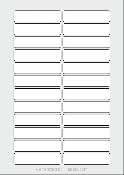 Flexilabels® FB24 template with 24 rectangular 80 x 19 millimeter labels per sheet, on A4-size adhesive blank label sheets.