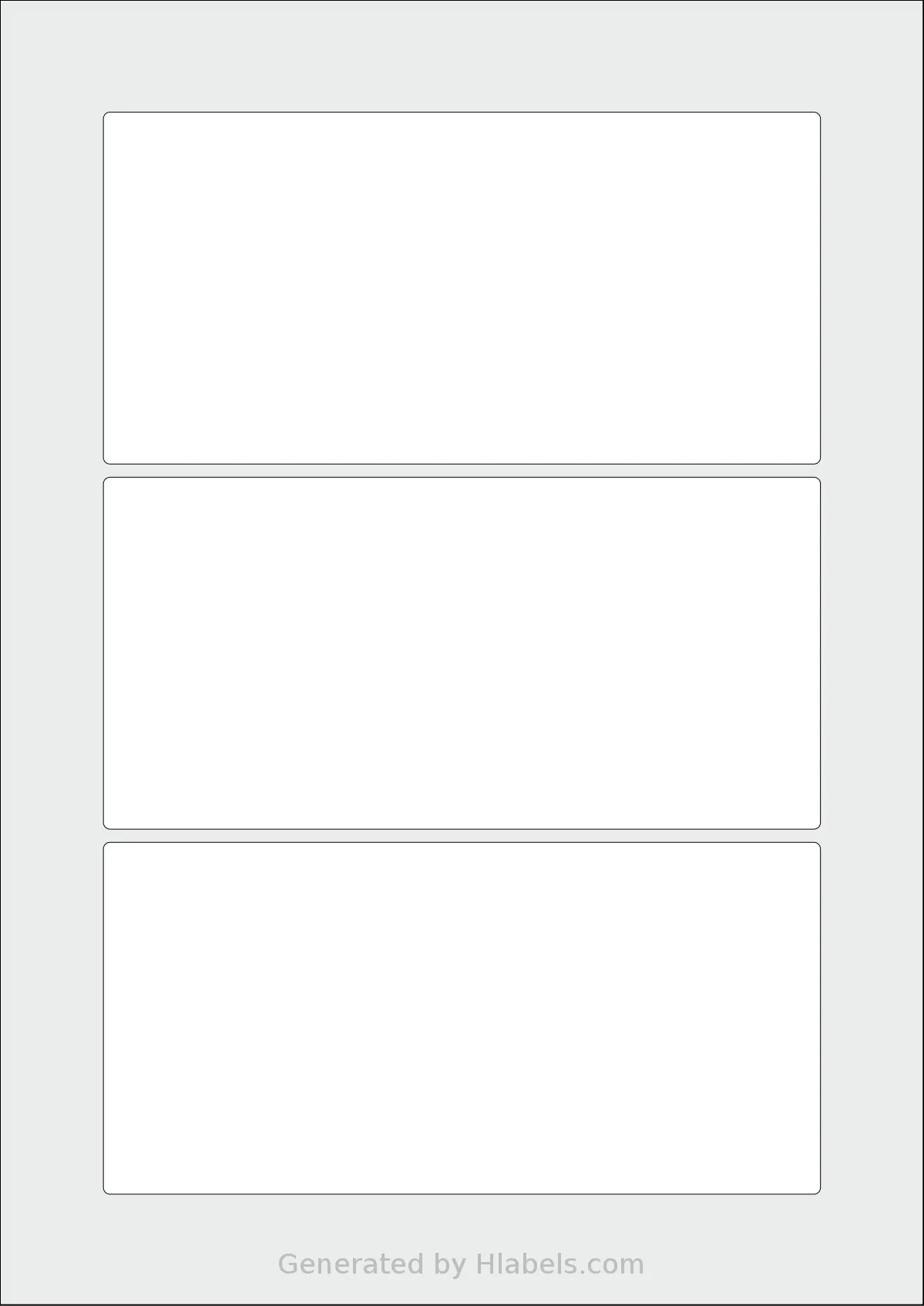 Flexilabels® FB3 template with 3 rectangular 163 x 80 millimeter labels per sheet, on A4-size adhesive blank label sheets.