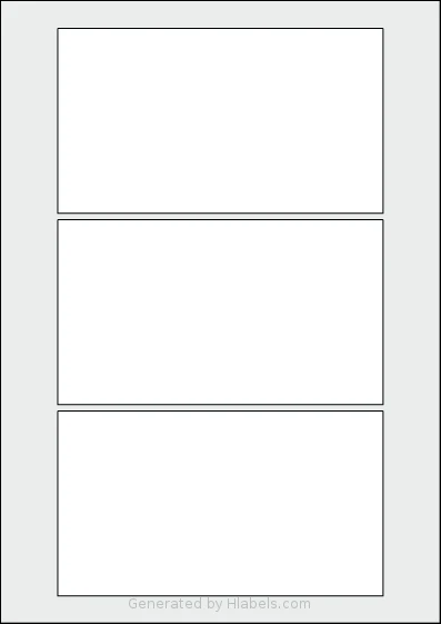 Flexilabels® FBB3 template with 3 rectangular 155 x 88 millimeter labels per sheet, on A4-size adhesive blank label sheets.