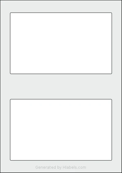Flexilabels® FBE2 template with 2 rectangular 175 x 105 millimeter labels per sheet, on A4-size adhesive blank label sheets.