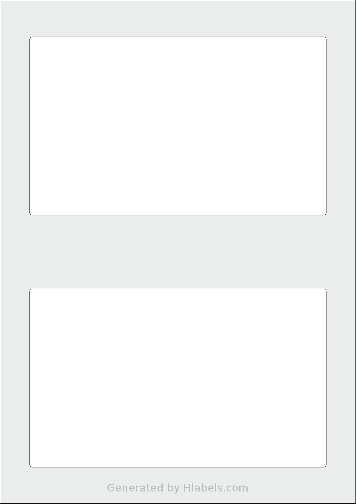 Flexilabels® FBE2 template with 2 rectangular 175 x 105 millimeter labels per sheet, on A4-size adhesive blank label sheets.