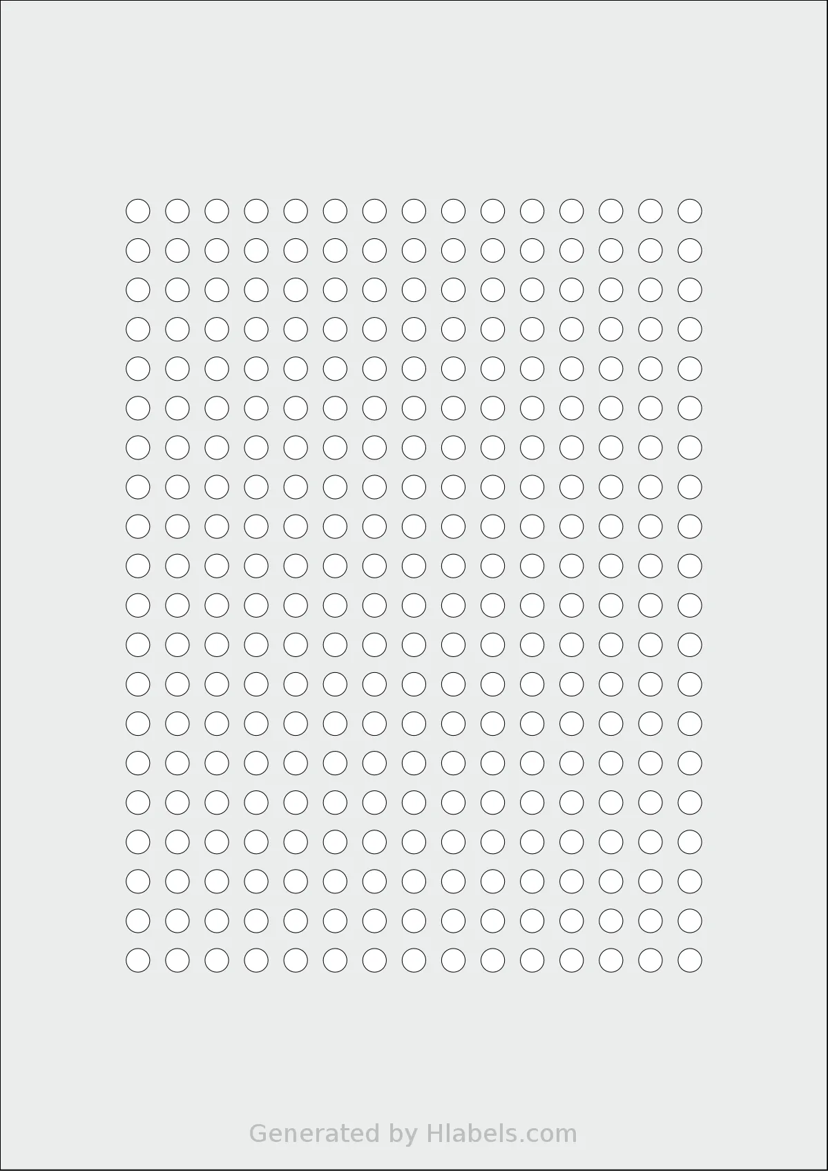 Flexilabels® FC300 template with 300 circle labels per sheet, each 6 millimeter in diameter, on A4-size adhesive blank label sheets.