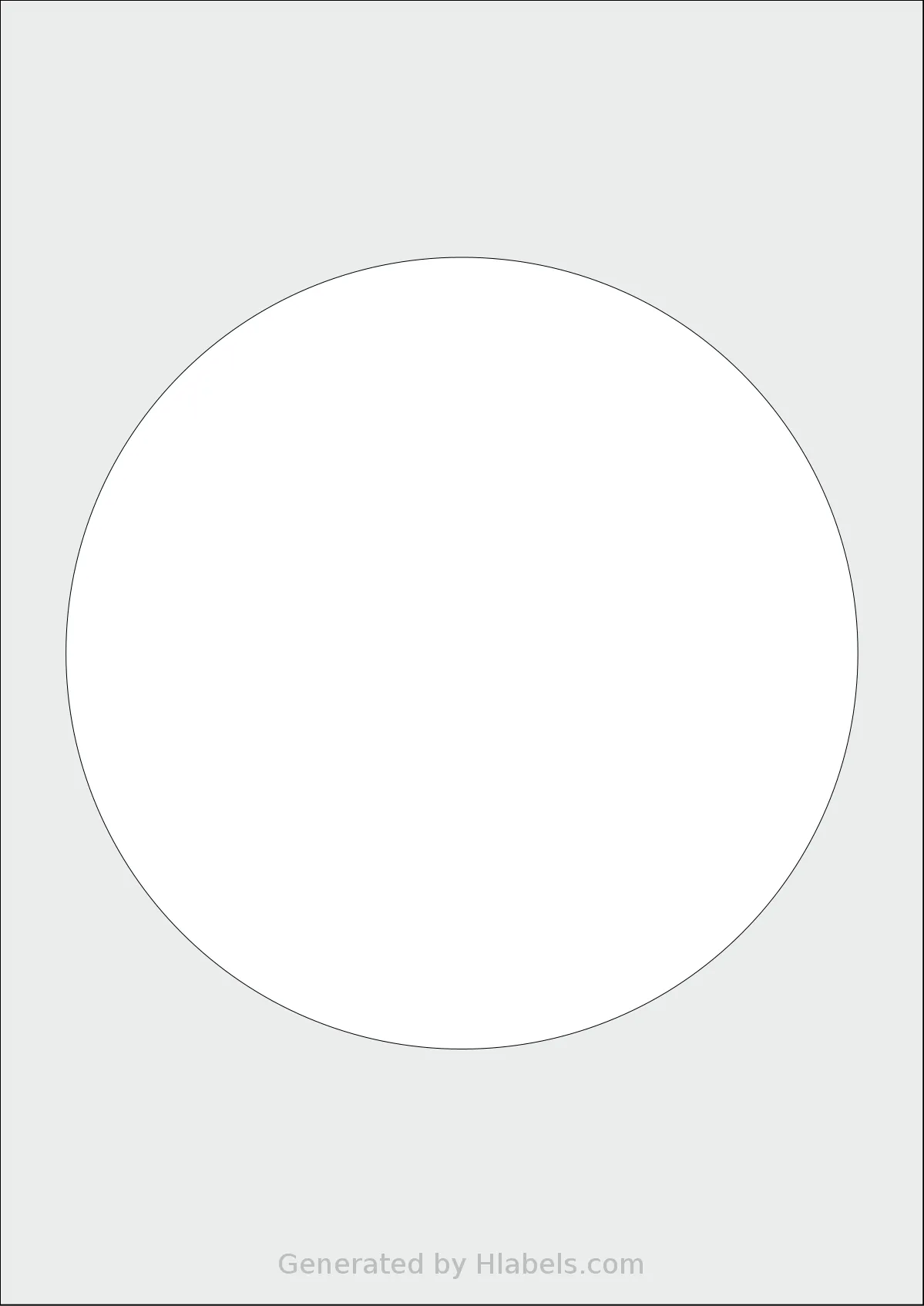 Flexilabels® FCC1 template with 1 circle labels per sheet, each 180 millimeter in diameter, on A4-size adhesive blank label sheets.