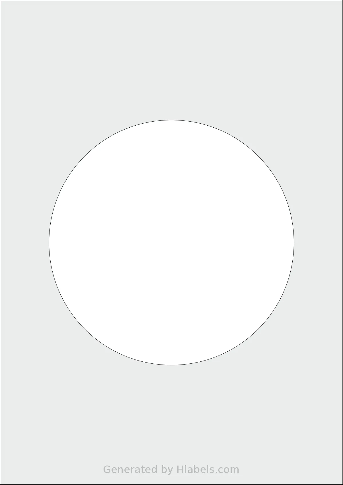Flexilabels® FCK1 template with 1 circle labels per sheet, each 150 millimeter in diameter, on A4-size adhesive blank label sheets.