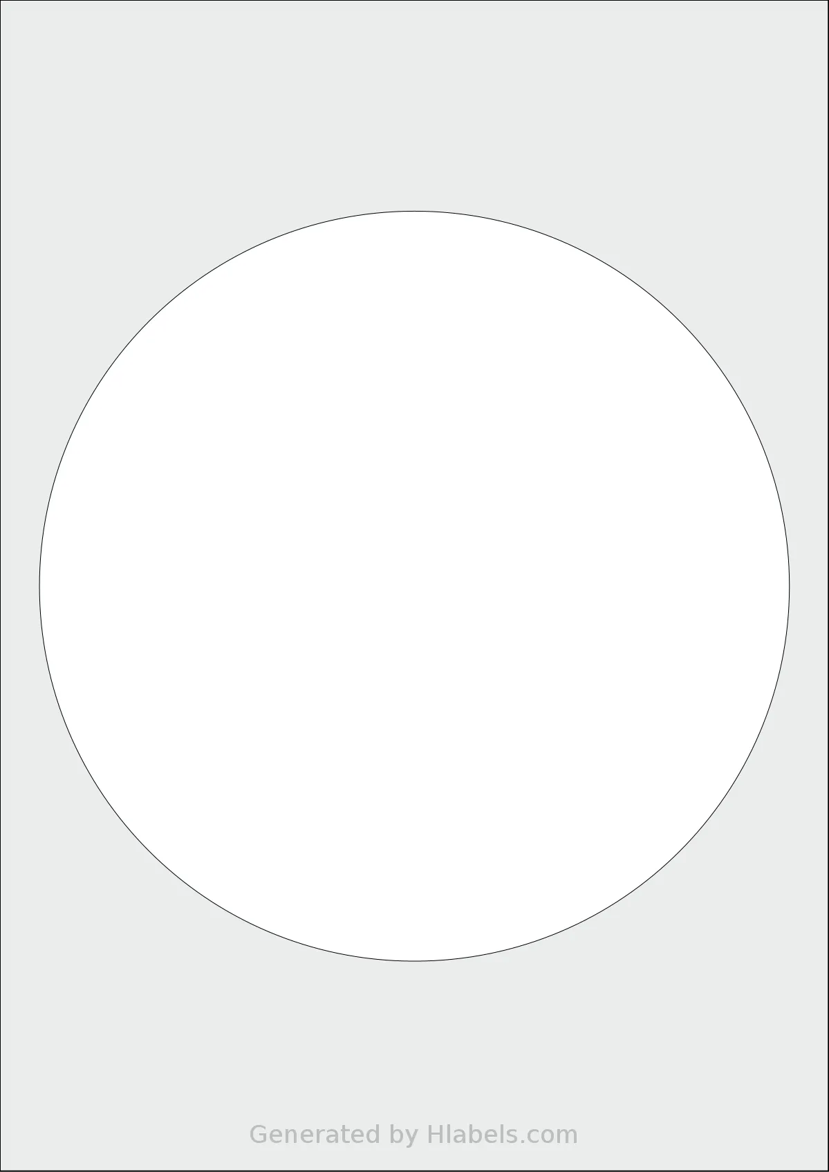Flexilabels® FCP1 template with 1 circle labels per sheet, each 190 millimeter in diameter, on A4-size adhesive blank label sheets.