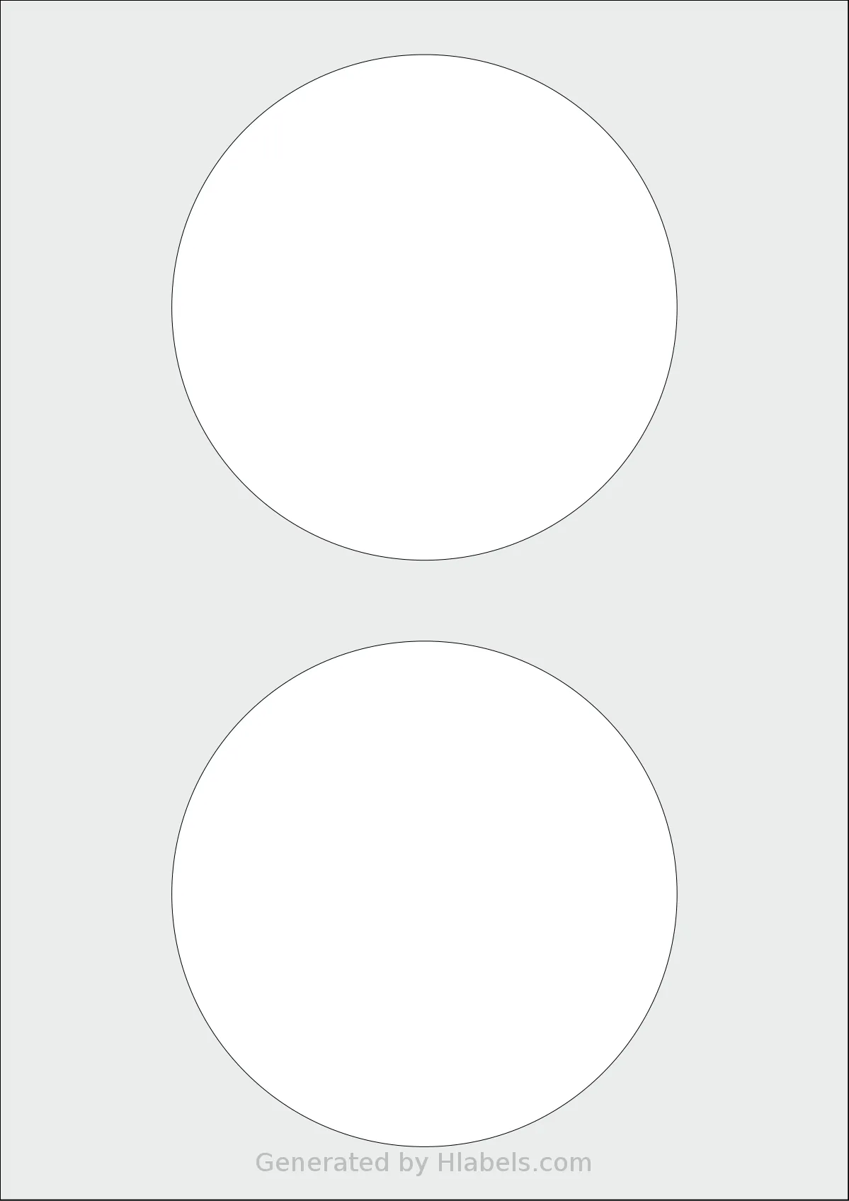 Flexilabels® FCP2 template with 2 circle labels per sheet, each 125 millimeter in diameter, on A4-size adhesive blank label sheets.