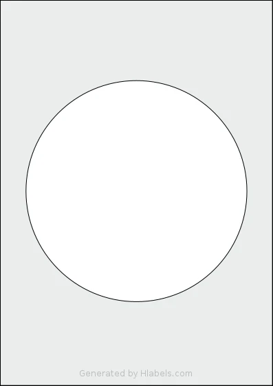 Flexilabels® FCX1 template with 1 circle labels per sheet, each 170 millimeter in diameter, on A4-size adhesive blank label sheets.