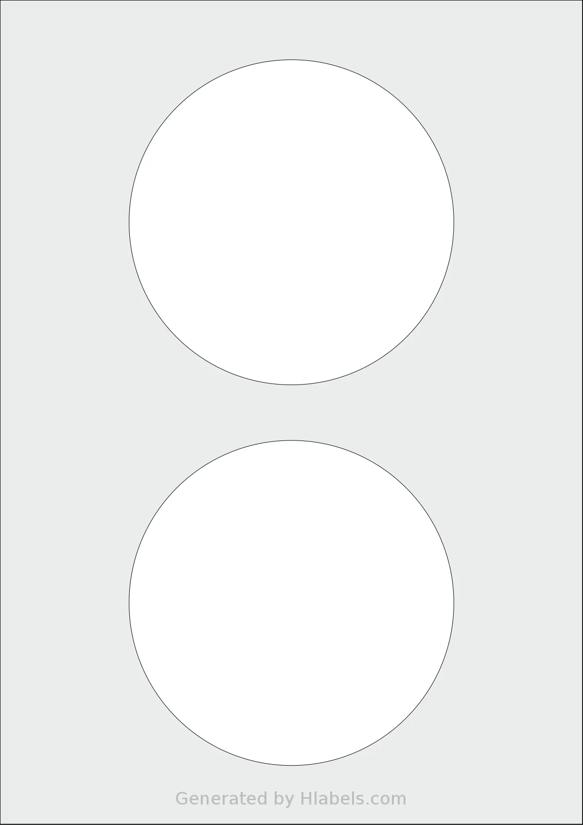 Flexilabels® FCX2 template with 2 circle labels per sheet, each 117 millimeter in diameter, on A4-size adhesive blank label sheets.