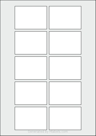 Flexilabels® FD10 template with 10 rectangular 70 x 50 millimeter labels per sheet, on A4-size adhesive blank label sheets.
