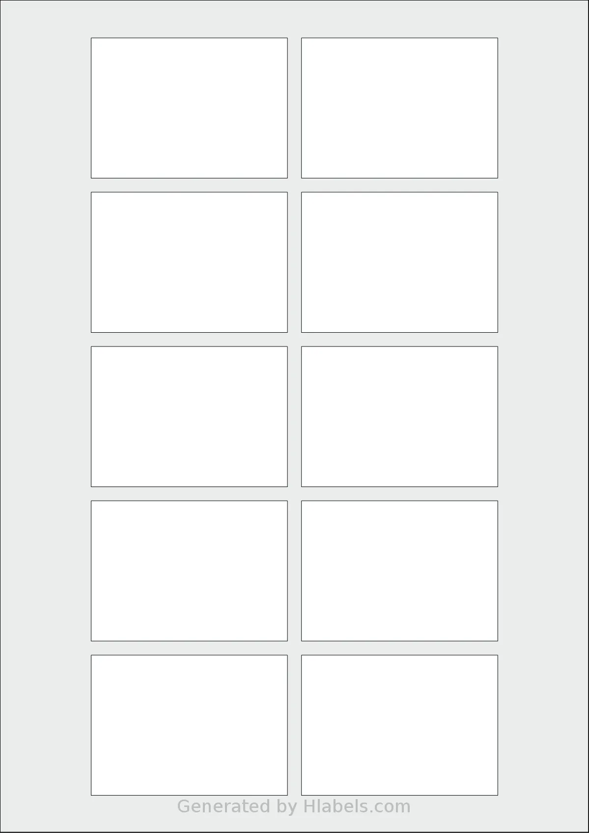 Flexilabels® FD10 template with 10 rectangular 70 x 50 millimeter labels per sheet, on A4-size adhesive blank label sheets.