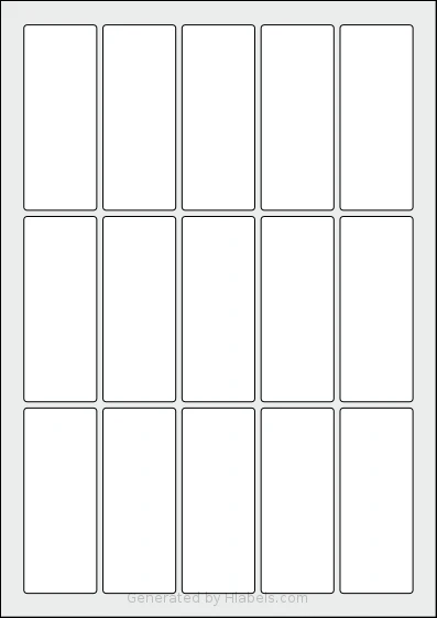 Flexilabels® FD15 template with 15 rectangular 35 x 89 millimeter labels per sheet, on A4-size adhesive blank label sheets.