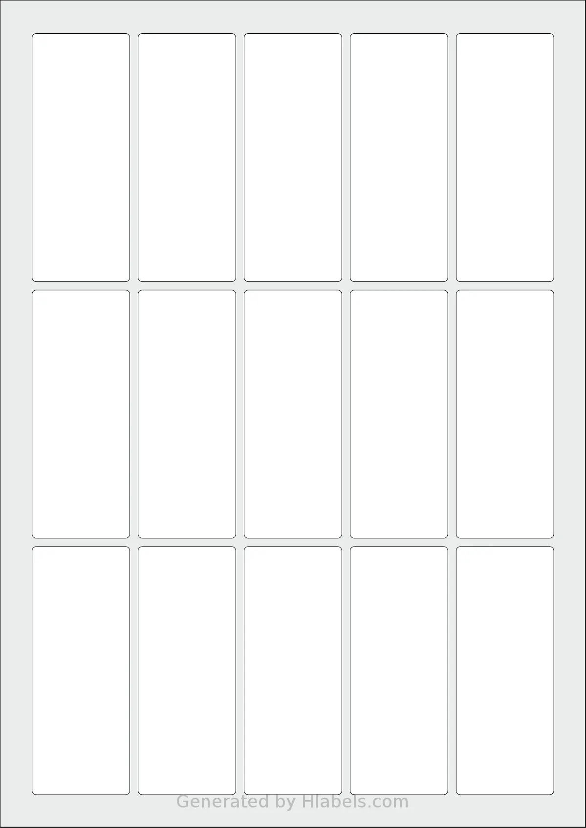 Flexilabels® FD15 template with 15 rectangular 35 x 89 millimeter labels per sheet, on A4-size adhesive blank label sheets.