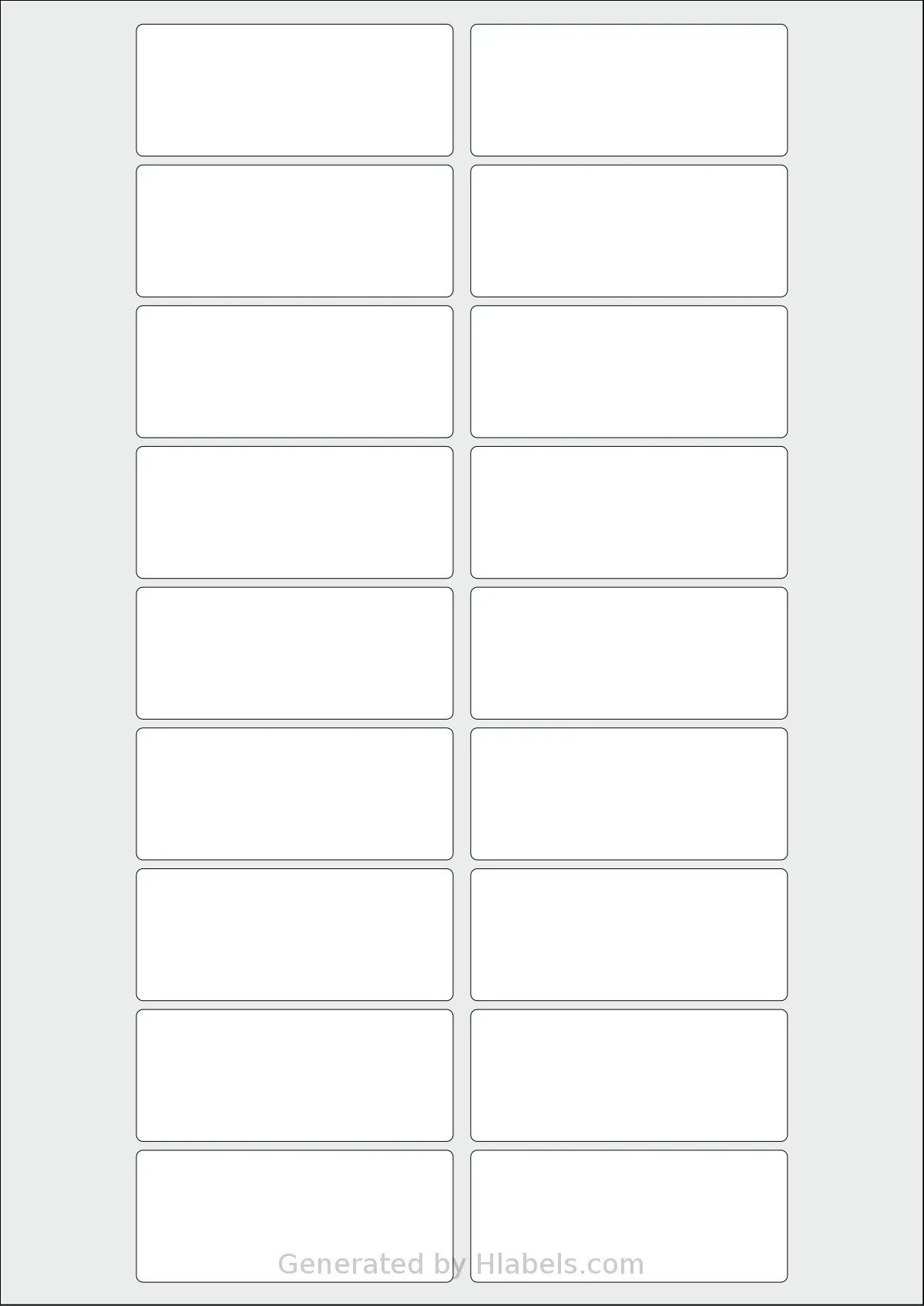 Flexilabels® FD18 template with 18 rectangular 72 x 30 millimeter labels per sheet, on A4-size adhesive blank label sheets.