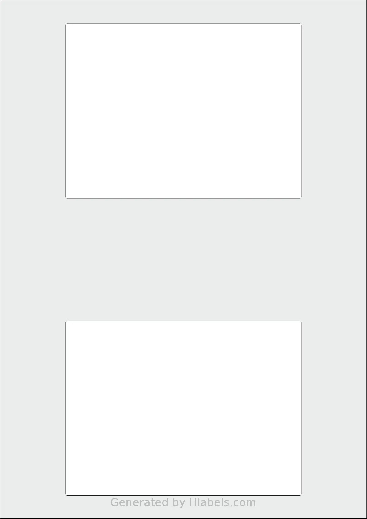 Flexilabels® FD2 template with 2 rectangular 135 x 100 millimeter labels per sheet, on A4-size adhesive blank label sheets.